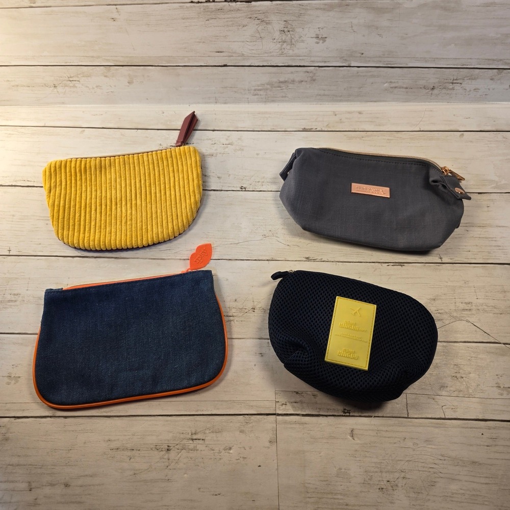 Ipsy Skintegrity Delta Mixed Lot 7 Makeup Cosmetic Travel Pouches Corduroy Denim